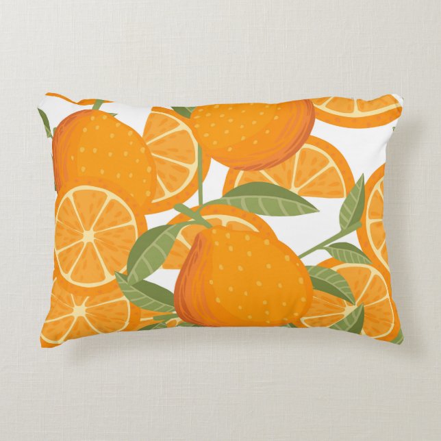 Citrus Delight: Orange Fruit Pattern Accent Pillow (Front)
