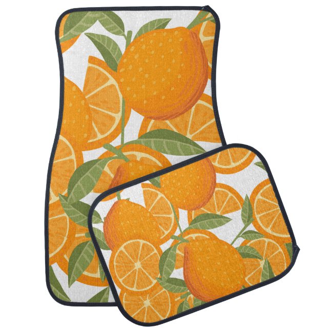 Citrus Delight: Orange Fruit Pattern Car Floor Mat (Set)