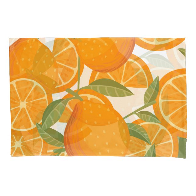 Citrus Delight: Orange Fruit Pattern Pillow Case (Front)