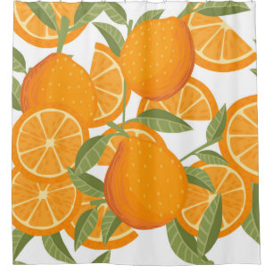 Citrus Delight: Orange Fruit Pattern Shower Curtain