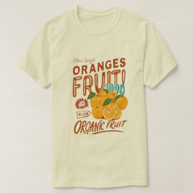 "Citrus Delight" – Organic Orange Retro Tee (Design Front)