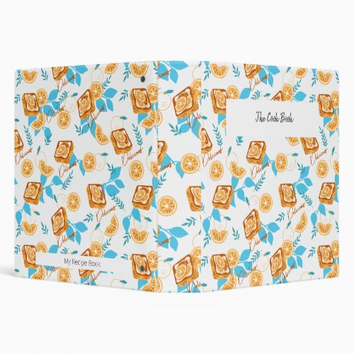 Citrus Delight Pastry and Leaves Dessert Pattern 3 Ring Binder