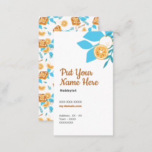 Citrus Delight Pastry and Leaves Dessert Pattern Business Card