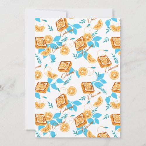 Citrus Delight Pastry and Leaves Dessert Pattern Holiday Card