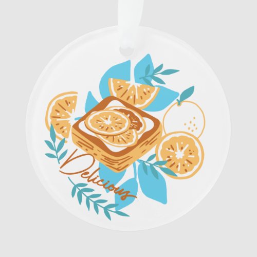 Citrus Delight Pastry and Leaves Dessert Pattern Ornament