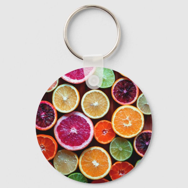 Citrus Dream Lemon Lime Orange Fruit Keychain (Front)