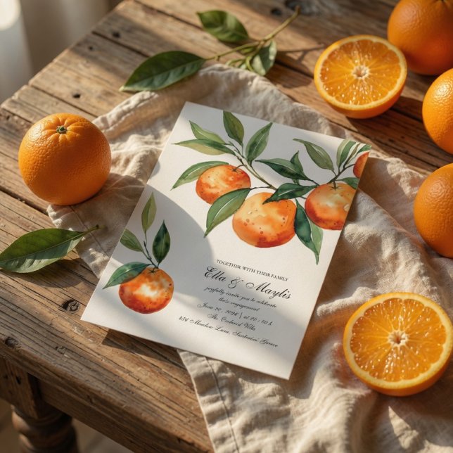 Citrus Engagement | Mediterranean Orange Invitation (Creator Uploaded)