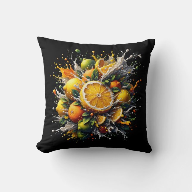 Citrus Explosion Throw Pillow (Front)