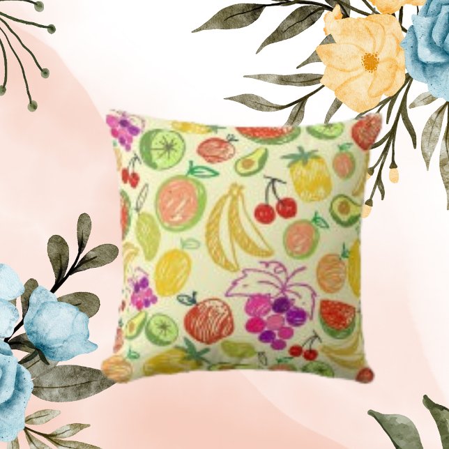 Citrus Fashion Pattern Trend  Fruits Element  Throw Pillow (Creator Uploaded)