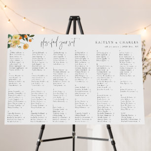 Citrus Floral Alphabetical Seating Chart Foam Board