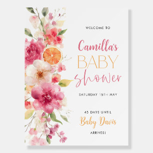 Citrus Floral Baby Shower Welcome Sign Foam Board