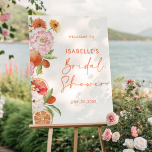 Citrus Floral Border Bridal Shower Welcome Foam Board