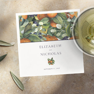 Citrus Floral Botanical Wedding Napkins