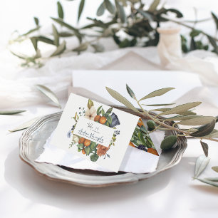 Citrus Floral   Botanical Wedding Place Card