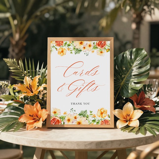 Citrus Floral Bridal Shower Cards and Gifts Sign (Creator Uploaded)