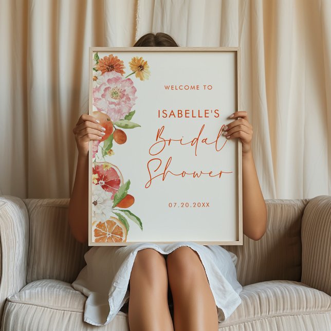 Citrus Floral Bridal Shower Downloadable Welcome Poster (Creator Uploaded)