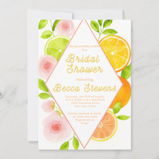 Citrus Floral Bridal Shower Invitation 