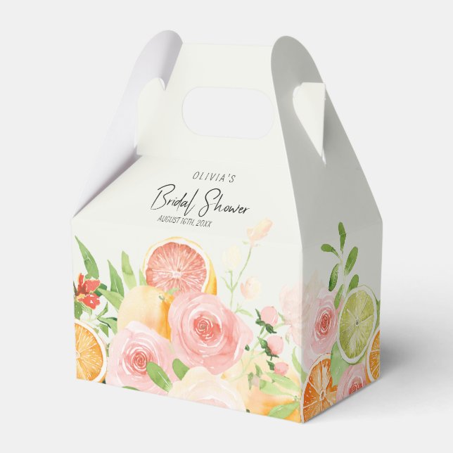 Citrus Floral Bridal Shower Shower Favor Box (Front Side)