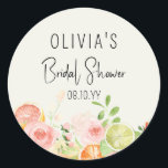 Citrus Floral Bridal Shower Shower Favor Box Classic Round Sticker<br><div class="desc">Summer Bridal Shower Birght citrus and flowers Favor box. Find out the matching items in our shop!</div>