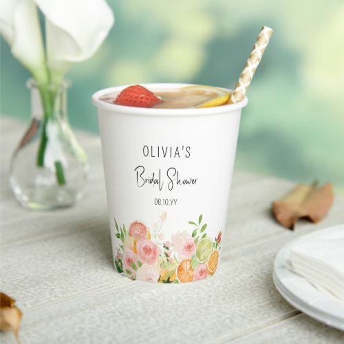 Citrus Floral Bridal Shower Shower Paper Cups