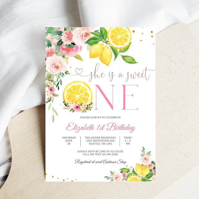 Citrus Floral First Birthday Invitation (Creator Uploaded)