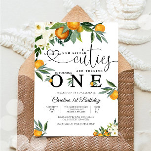 Citrus Floral First Birthday Invitation
