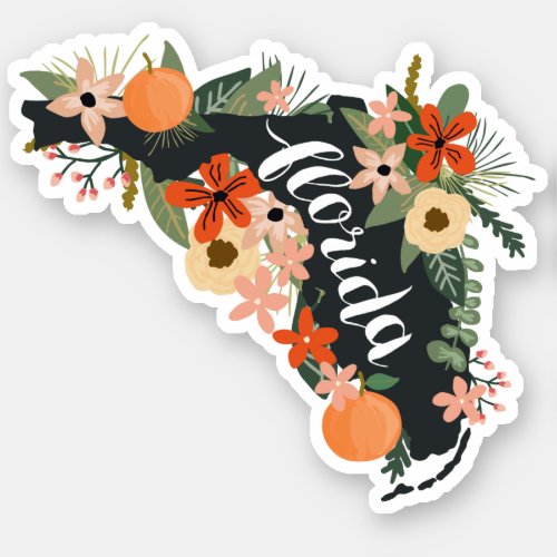 Citrus Floral Florida State Silhouette Sticker
