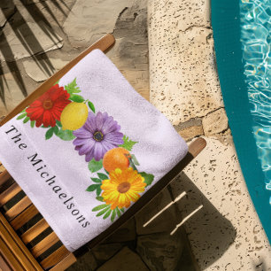 Citrus Floral Garden Beach Towel