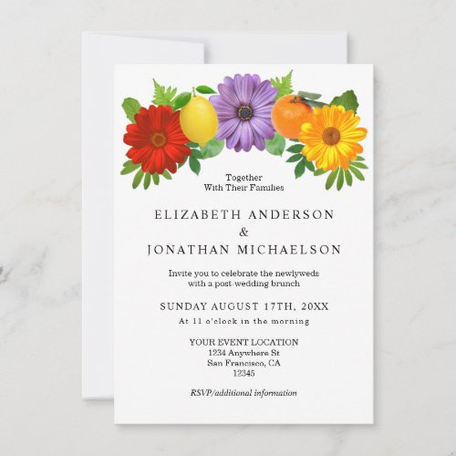 Citrus Floral Garden Post Wedding Invitation