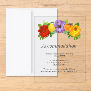 Citrus Floral Garden Wedding Accommodation Acrylic Enclosure Card