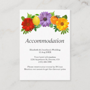Citrus Floral Garden Wedding Accommodation Enclosure Card
