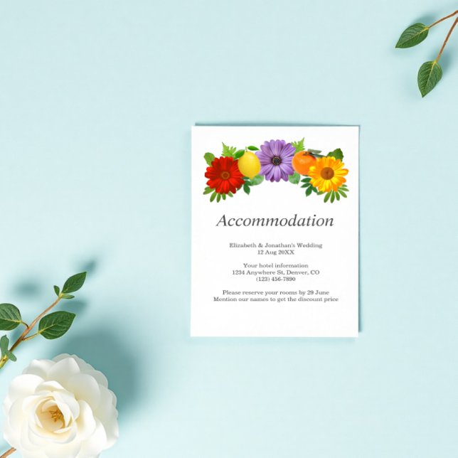 Citrus Floral Garden Wedding Accommodation Enclosure Card (Creator Uploaded)