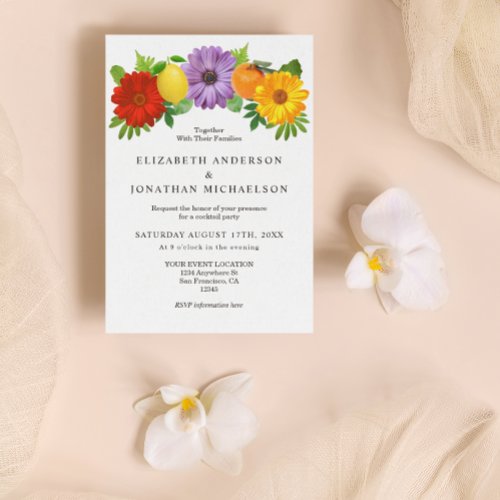 Citrus Floral Garden Wedding Cocktail Party Enclosure Card