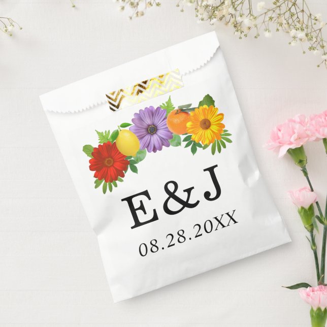 Citrus Floral Garden Wedding Favor Bag (Sealed)