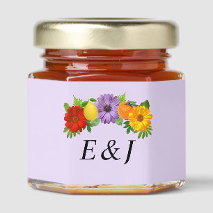 Citrus Floral Garden Wedding Honey Jar Favors