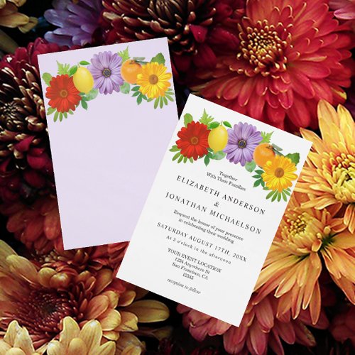 Citrus Floral Garden Wedding Invitation