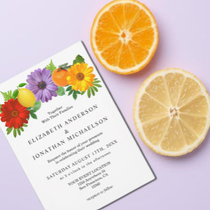 Citrus Floral Garden Wedding Invitation