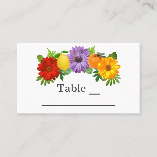 Citrus Floral Garden Wedding Place Card
