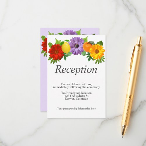 Citrus Floral Garden Wedding Reception Enclosure Card