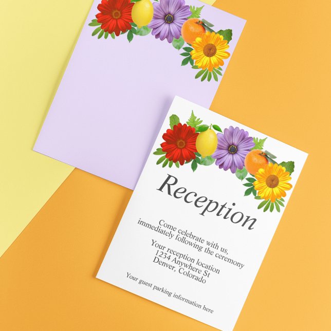 Citrus Floral Garden Wedding Reception Enclosure Card (Creator Uploaded)