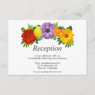 Citrus Floral Garden Wedding Reception Enclosure Card