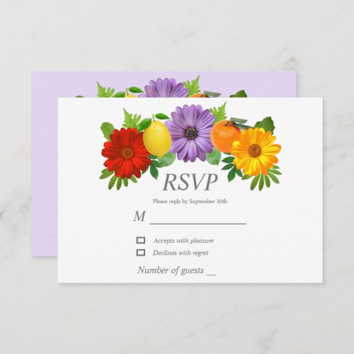 Citrus Floral Garden Wedding RSVP Card