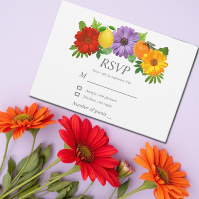 Citrus Floral Garden Wedding RSVP Card (Creator Uploaded)