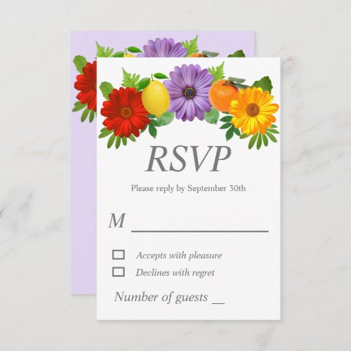 Citrus Floral Garden Wedding RSVP Card