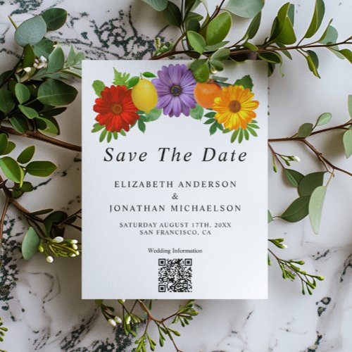 Citrus Floral Garden Wedding Save The Date