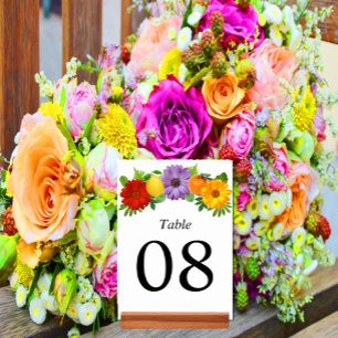 Citrus Floral Garden Wedding Table Number