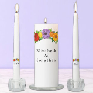 Citrus Floral Garden Wedding Unity Candle Set