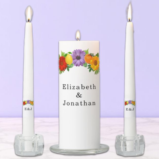 Citrus Floral Garden Wedding Unity Candle Set (Creator Uploaded)