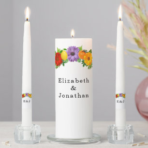 Citrus Floral Garden Wedding Unity Candle Set