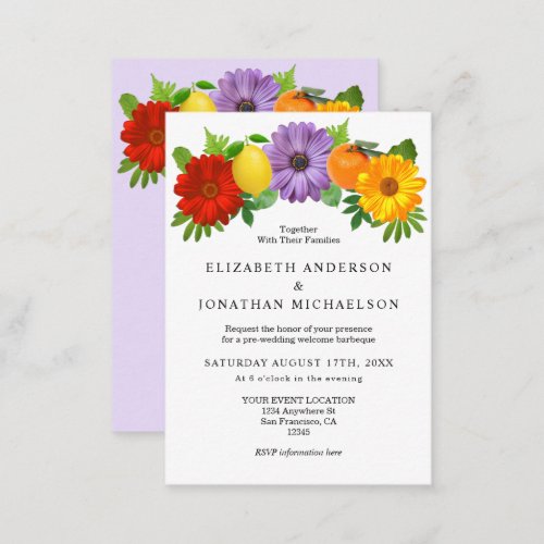 Citrus Floral Garden Wedding Welcome Party Enclosure Card